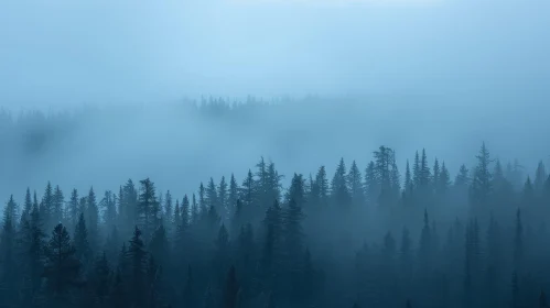 Mystery Forest Landscape - Tranquil Foggy Trees