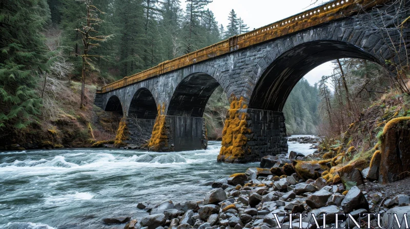 Serene Stone Bridge in Pacific Northwest AI Image