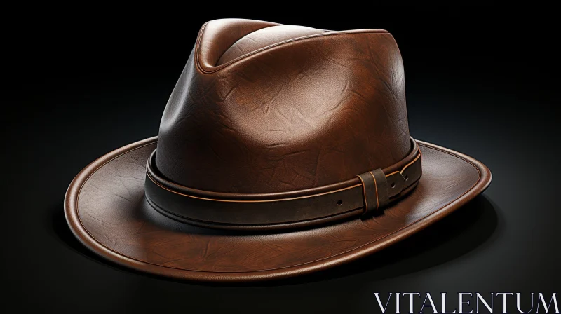 Brown Leather Fedora Hat - 3D Rendering AI Image