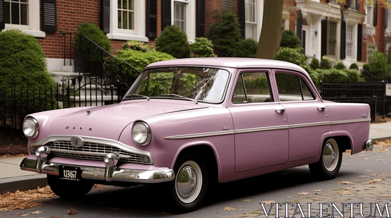 AI ART Captivating Vintage Pink Car: Baroque Fusion and Iconic American Charm