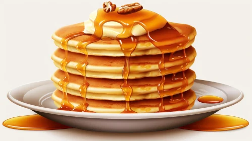 Delicious Fluffy Pancakes with Butter and Syrup