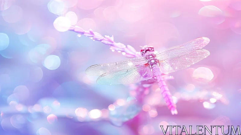 AI ART Ethereal Dragonfly on Lavender Branch