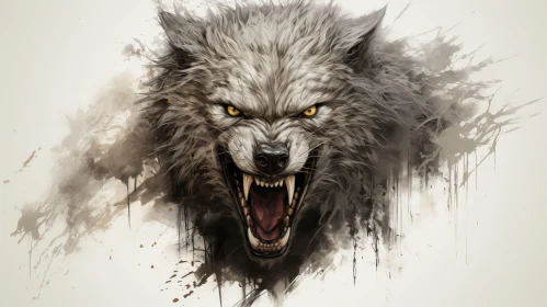 Fierce Wolf Digital Painting - Intense Wildlife Artwork