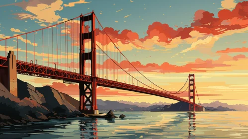 Golden Gate Bridge Painting - Colorful San Francisco Artwork