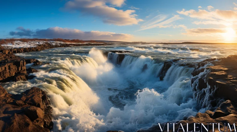 AI ART Iceland Waterfall: Majestic Natural Beauty Captured