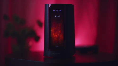 Sleek Black and Red Space Heater with Digital Display