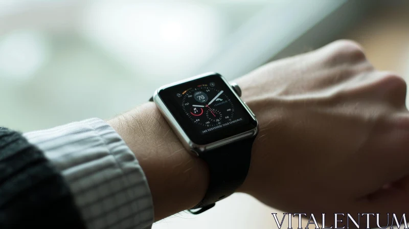 Stylish Man with Black Apple Watch - Time 7:54 PM AI Image