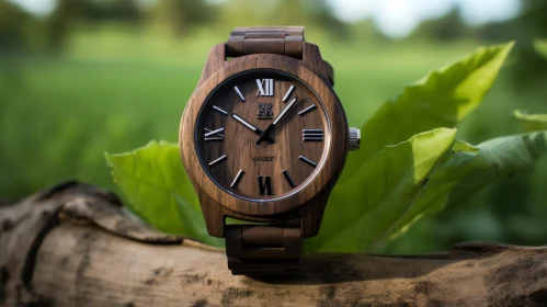 Stylish Wooden Watch with Brown Leather Strap