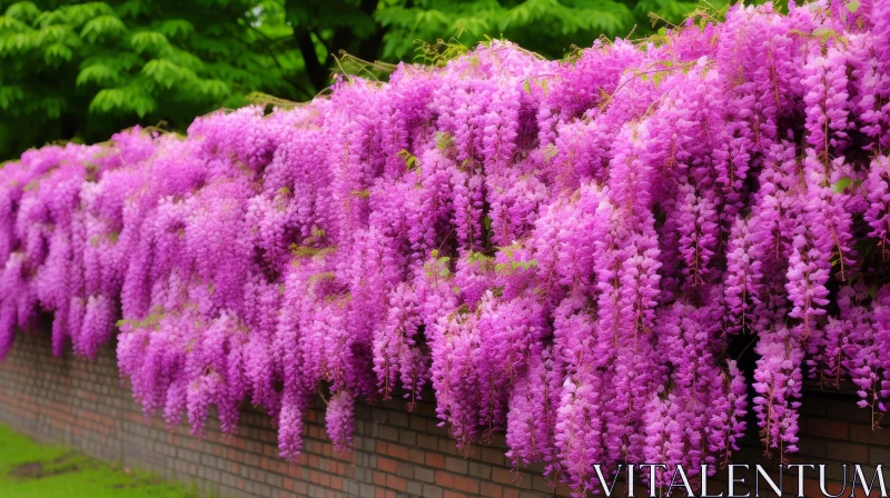 Wisteria Flower Wall in Full Bloom - Nature's Beauty Captured AI Image