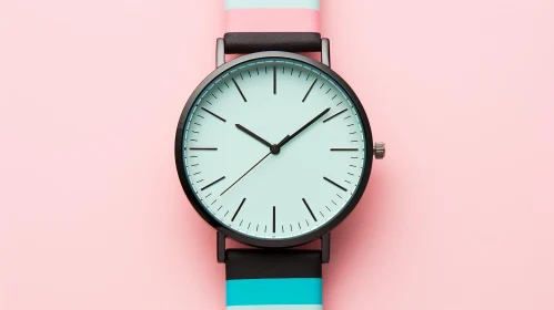 Chic Wristwatch Close-Up on Pink Background
