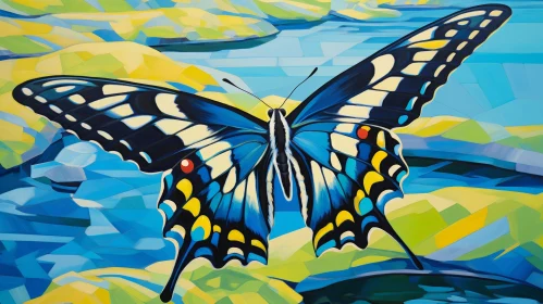 Colorful Butterfly Mosaic Art Painting