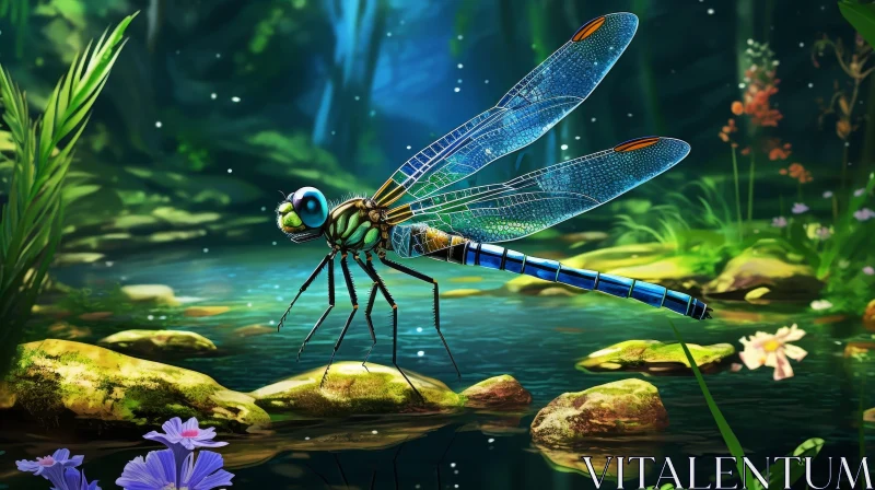 Dragonfly Painting in Nature - Beautiful and Realistic Artwork AI Image