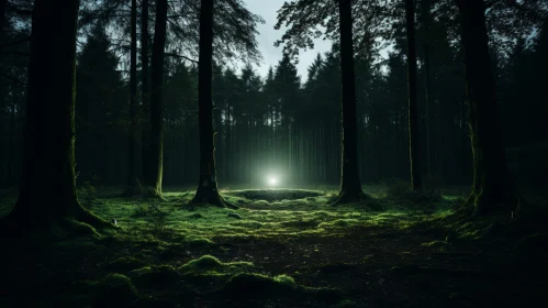 Enigmatic Forest with Luminous Glow