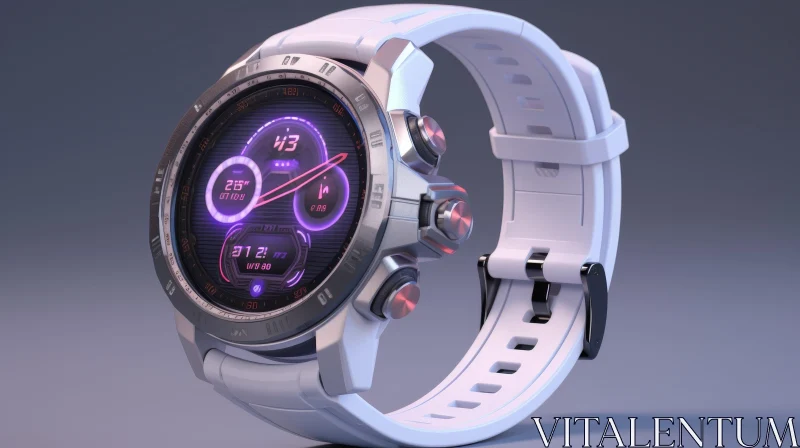 AI ART Modern 3D Smartwatch Rendering with White Body and Colorful Display
