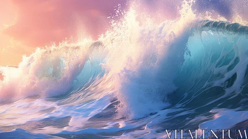 Powerful Ocean Wave Crashing on Shore AI Image