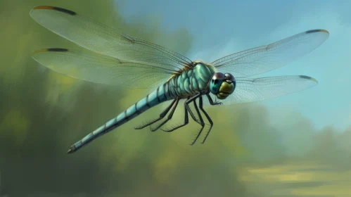 Realistic Dragonfly in Flight Painting