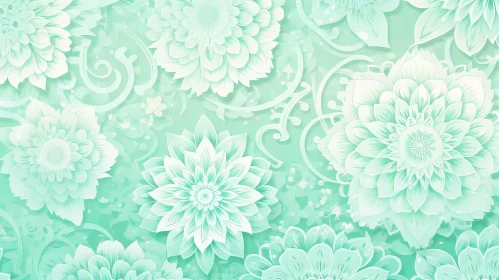 Soft Floral Pattern on Mint Green Background