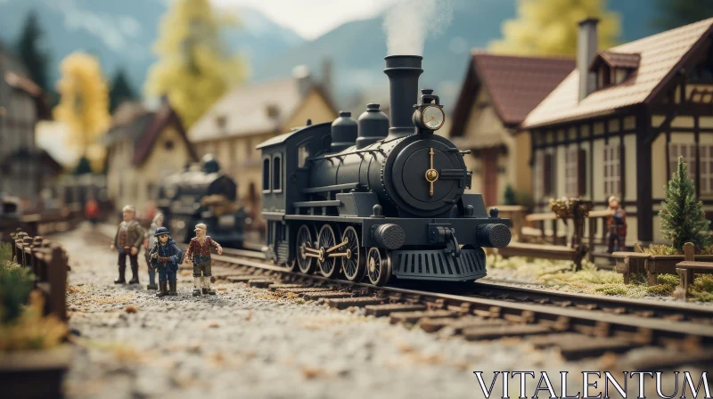AI ART Vintage Steam Locomotive in Rural Setting
