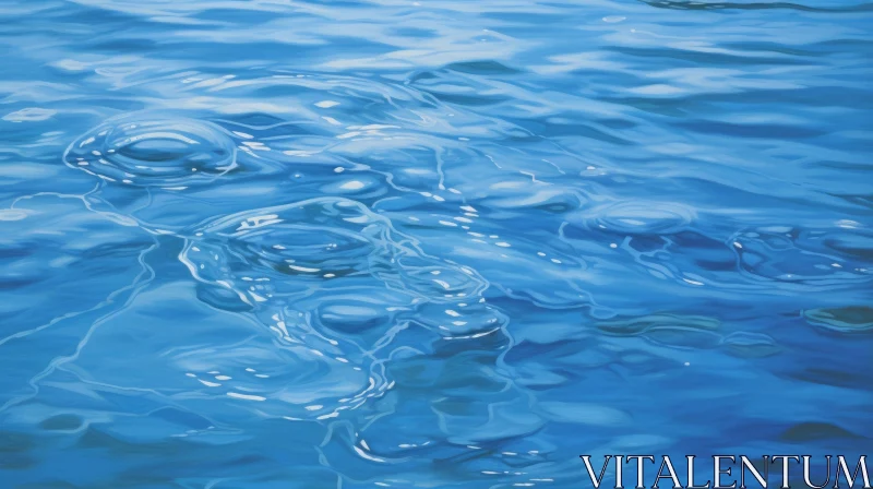 Blue Water Surface Painting with Sun Reflection AI Image