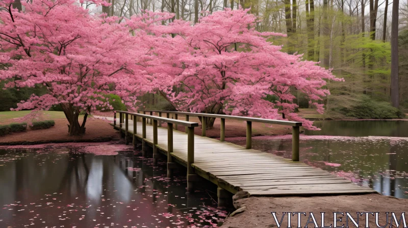 AI ART Tranquil Cherry Blossom Park Landscape