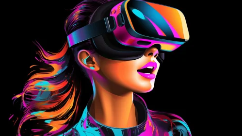 Virtual Reality Portrait of Young Woman
