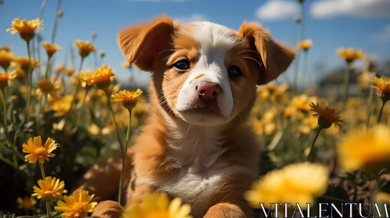 AI ART Adorable Puppy in Field of Flowers
