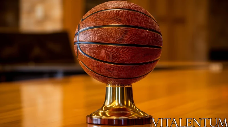 AI ART Basketball Trophy on Gold Pedestal