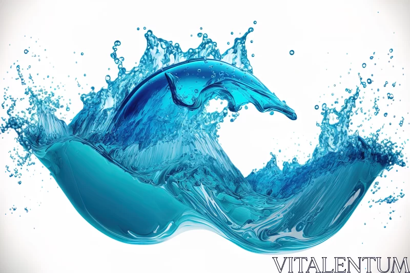Captivating Blue Water Splash on White Background | Virtual Reality Art AI Image
