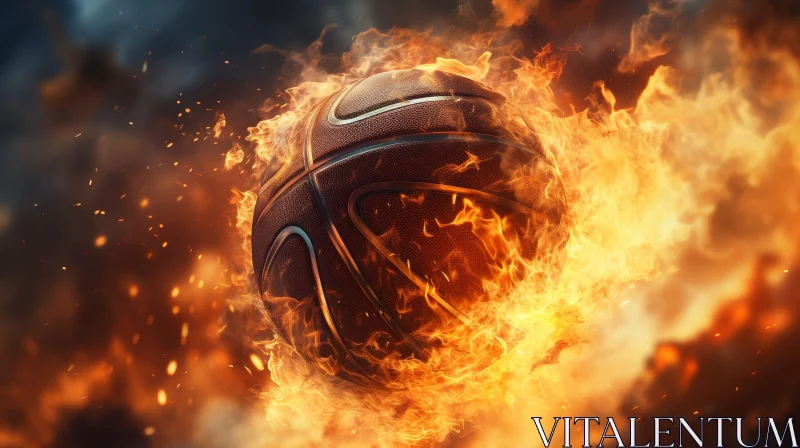 Fiery Basketball: A Symbol of Intensity AI Image