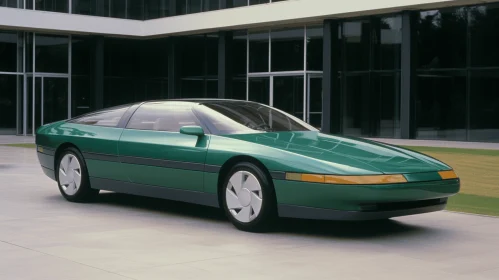 Green Colored Car with Short Headlights and Bold Structural Designs
