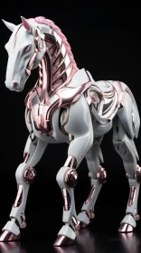 Pink and White Mechanical Horse in Spotlight