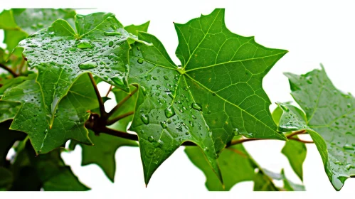 Green Leaf with Water Drops: Natural Close-Up Photography