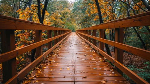 Majestic Wooden Bridge in Autumn Setting