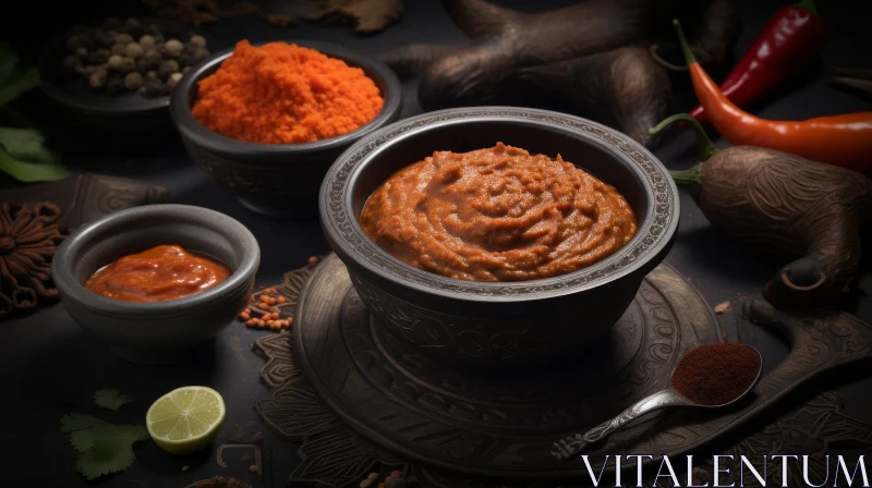 AI ART Red Curry Paste Bowl: Thai Cuisine Mystery