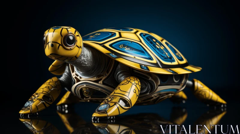 AI ART Robotic Turtle 3D Rendering - Reflective Surface and Metal Appearance