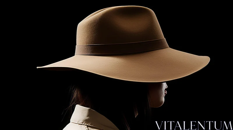Stylish Woman in Brown Wide-Brimmed Hat | Profile Portrait AI Image
