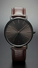 Stylish Wristwatch with Brown Leather Strap