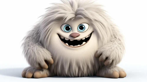 White Yeti 3D Rendering - Friendly Expression