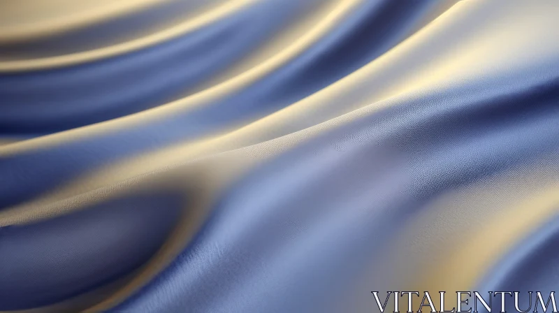 AI ART Blue Silk Fabric with Golden Highlights