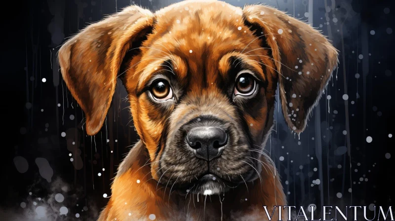 AI ART Brown Boxer Puppy Digital Painting