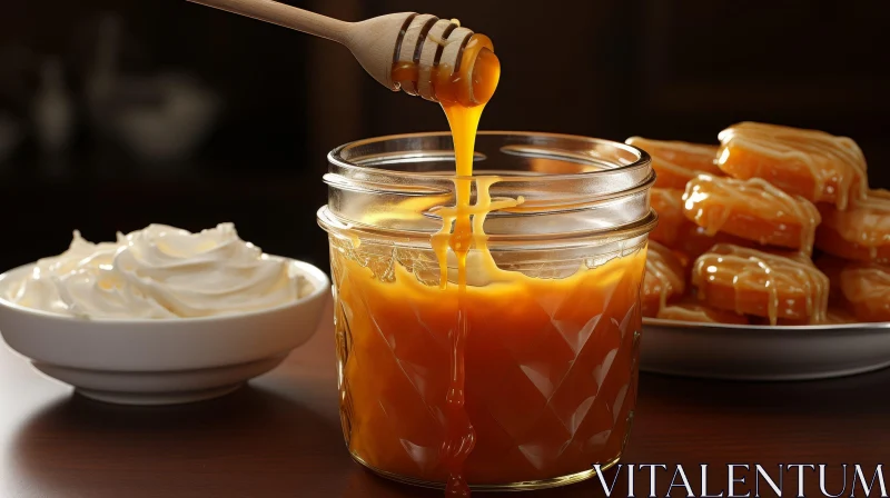 Delicious Caramel Sauce and Whipped Cream Image AI Image