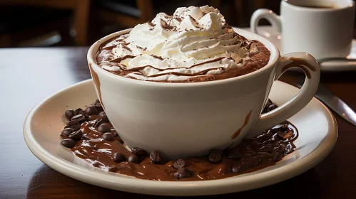 Delicious Hot Chocolate with Whipped Cream and Chocolate Chips