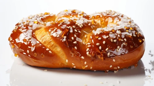 Delicious Pretzel with Sesame Seeds and Sweet Glaze