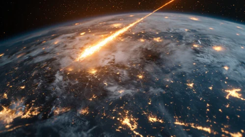 Glowing Asteroid Entering Earth's Atmosphere