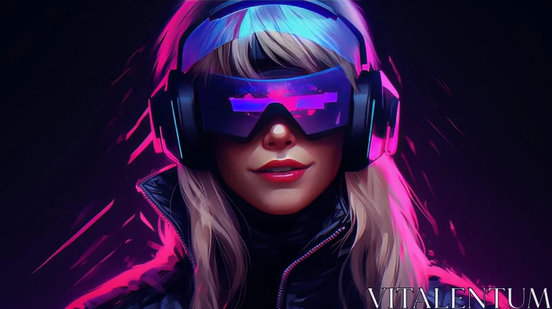 Serious and Intense Cyberpunk Portrait of a Woman AI Image