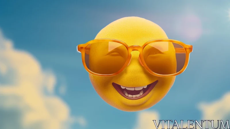 Cheerful Lemon Cartoon with Sunglasses | 3D Illustration AI Image