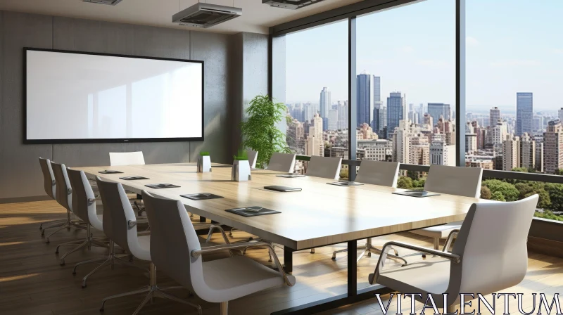 AI ART Contemporary Conference Room with City Skyline View