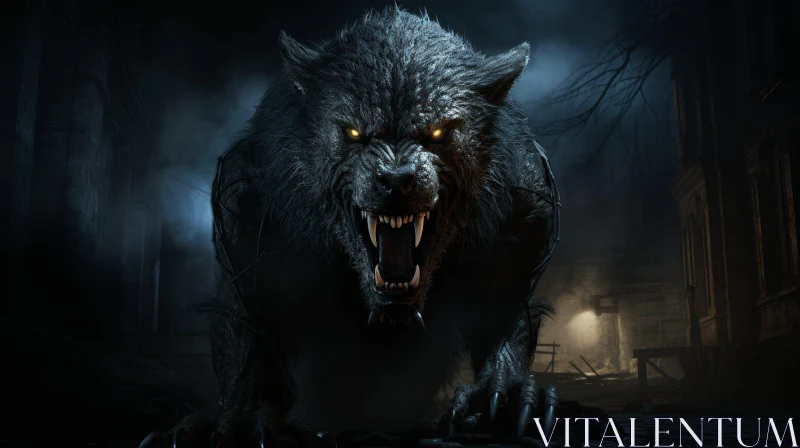 Menacing Werewolf Artwork - Dark and Atmospheric Horror Theme AI Image