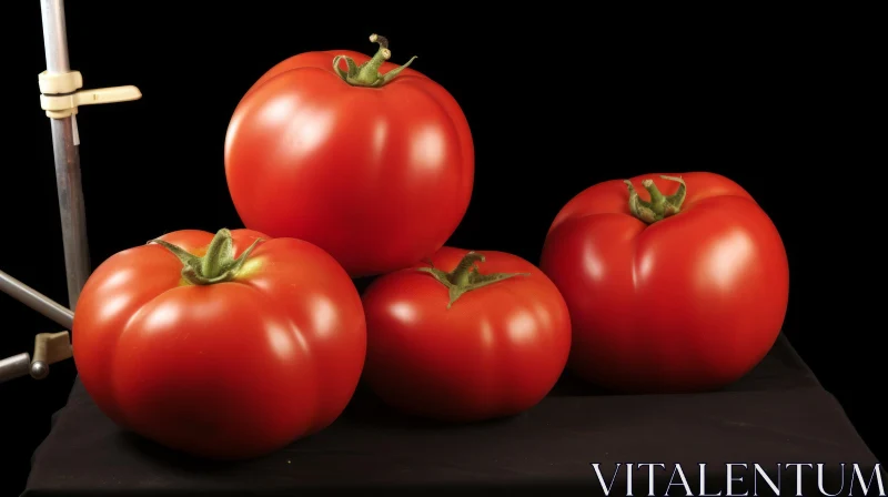 Ripe Red Tomatoes on Black Background AI Image