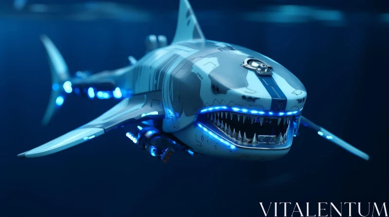 AI ART Robotic Shark 3D Rendering - Futuristic Technology Artwork